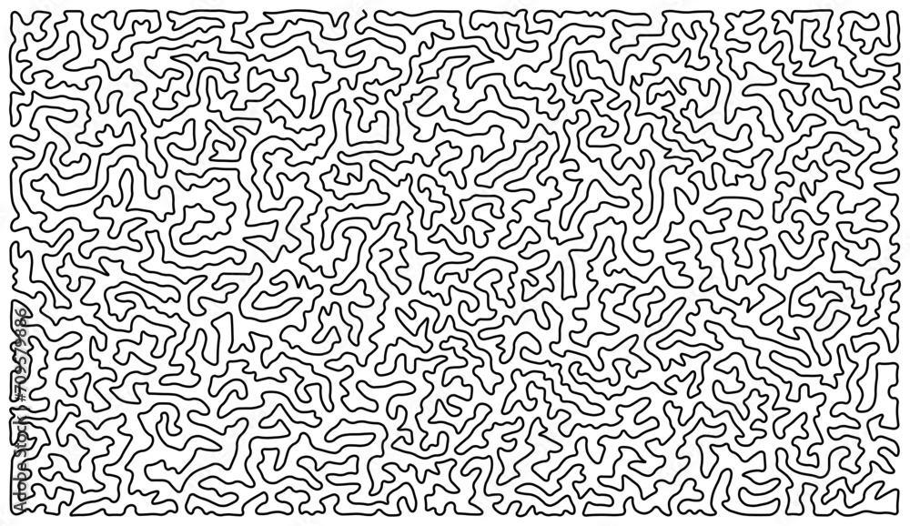 Fototapeta premium Continuous line abstract squiggle pattern. Created using the Traveling Salesman Problem algorithm which finds the shortest route that visits all points.