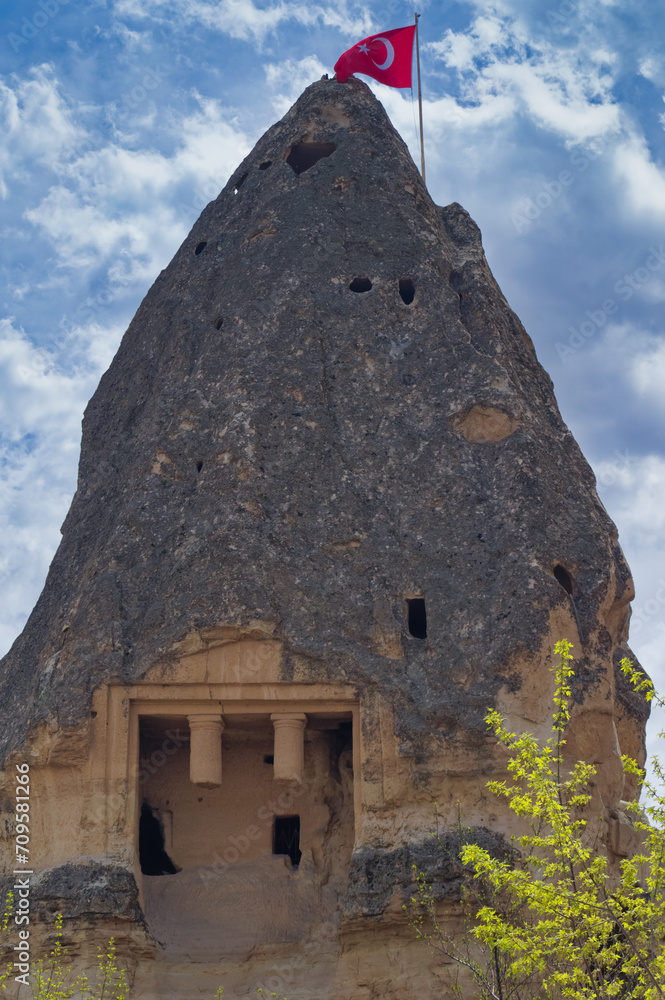 Typical Cappadocia landscape soft volcanic rock, shaped by erosion.