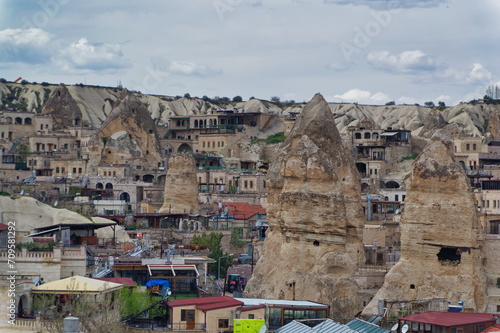 Obraz na płótnie Aerial view over city of Goreme in Cappadocia, Turkey. w salonie