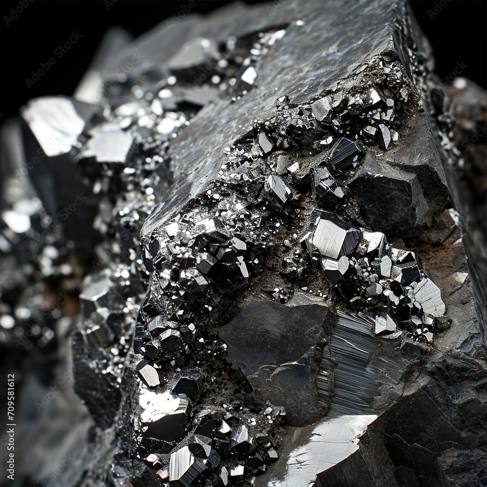 macro shooting of natural mineral rock specimen - pyrite crystals on black background macro shooting of natural mineral rock specimen - pyrite crystals on black background