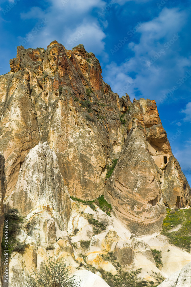 Typical Cappadocia landscape soft volcanic rock, shaped by erosion.
