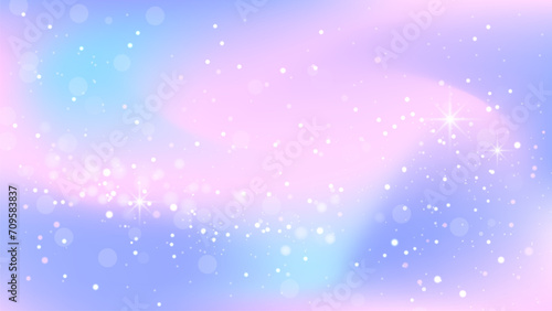 Fantasy holographic background with stars. Fantasy gradient backdrop. Fairy background.