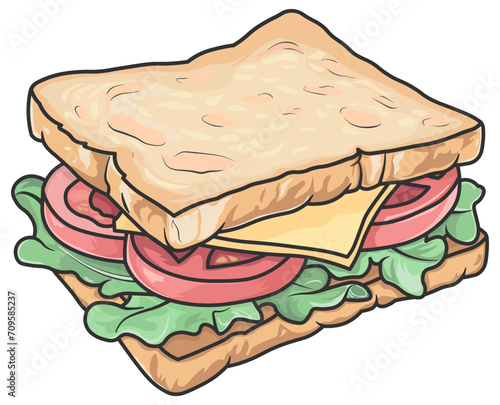 sandwich with cheese and tomato without background