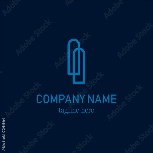 Vector a simple blue logo with a combination of rectangles and circles perfect for private companies