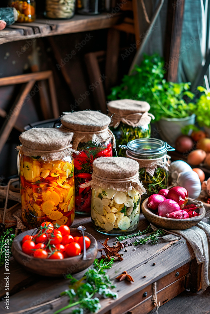 various preserves on the table. Selective focus. various preserves on the table. Selective focus.