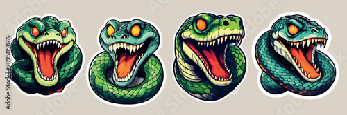 Cute snake stickers can make mascot t-shirts and other icons
