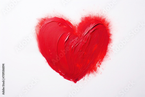 heart drawn with oil paints on canvas, minimalistic background, love concept, valentines