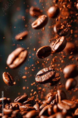 Coffee beans splash fresh. Selective focus.
