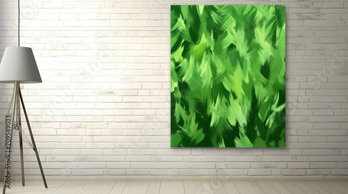 Abstract In Green Forest  A Painting On A Wall