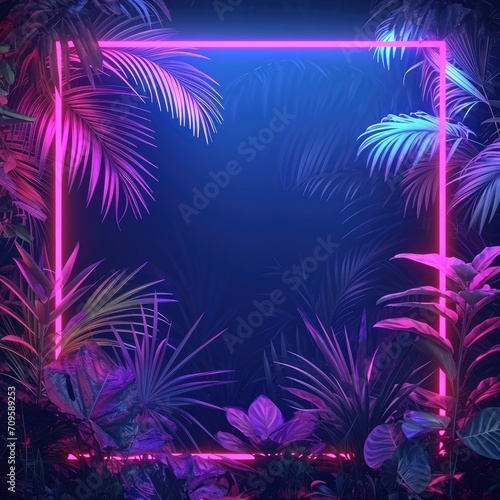 Neon Jungle Midnight Pulse Background created with Generative AI Technology