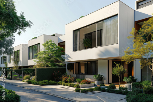 Contemporary Private Townhouses With Minimalist Design, Showcasing Modular Architecture Photo Created With Care © Anastasiia