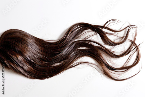 Elegant Ponytail Hairstyle With Wavy Brown Hair On A White Background