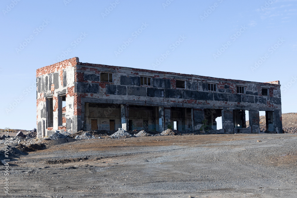 Russia. Kola Superdeep Borehole, destroyed buildings