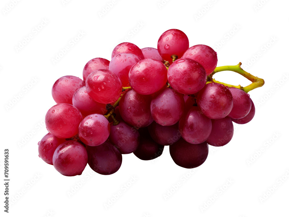 A juicy bunch of purple grapes with water droplets, showcasing freshness and natural taste.