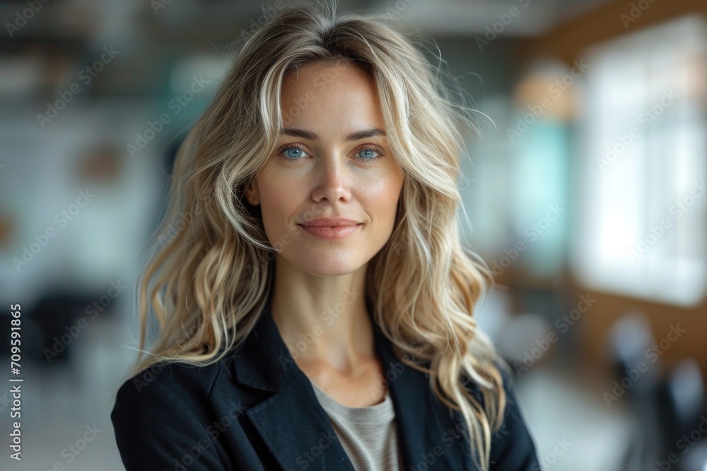 Successful businesswoman working in a modern office exuding professionalism and elegance. Successful businesswoman working in a modern office exuding professionalism and elegance.