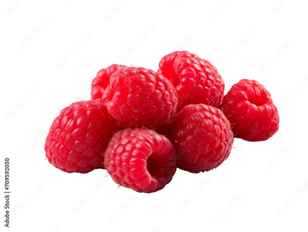 Lush red raspberries on a transparent background. Lush red raspberries on a transparent background.