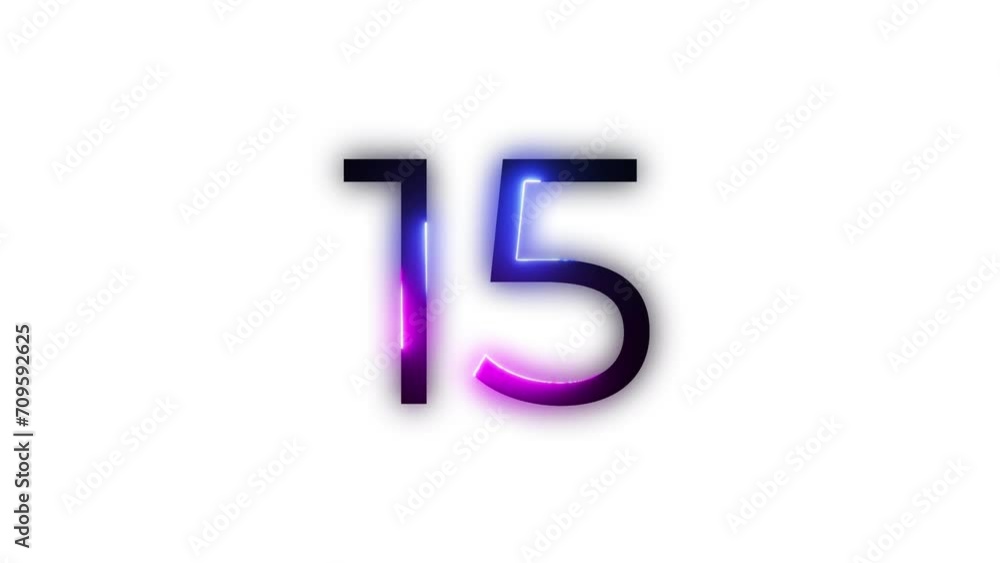 Neon number 15 with alpha channel, neon number fifteen Neon number 15 with alpha channel, neon number fifteen