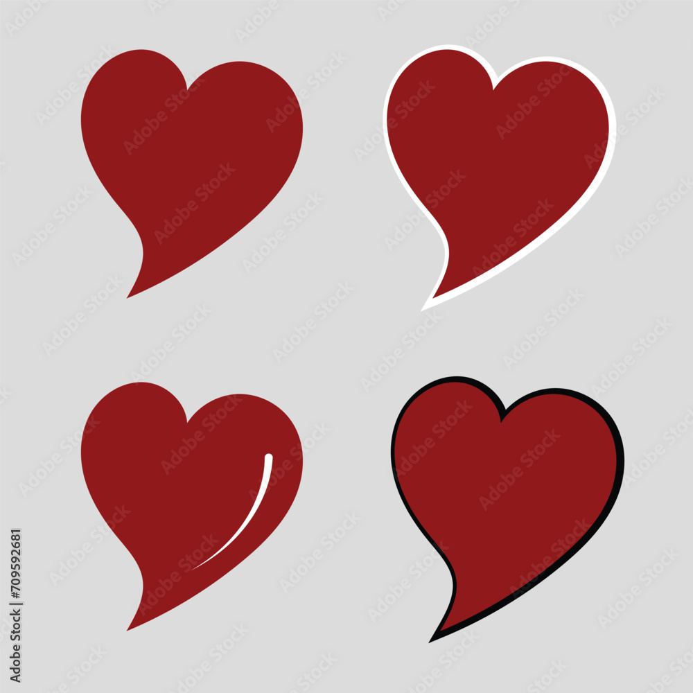 Collection set of red hearts vector icons Collection set of red hearts vector icons