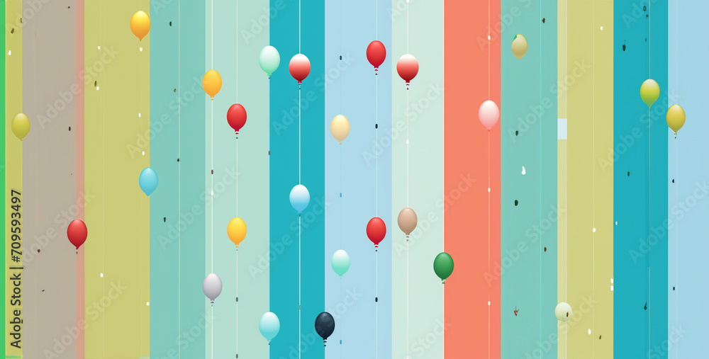 Colorful balloons on a blue background. 3d render illustration, Seamless pattern with colorful balloons on blue background. Vector illustration, illustration of different color balloons with a string Colorful balloons on a blue background. 3d render illustration, Seamless pattern with colorful balloons on blue background. Vector illustration, illustration of different color balloons with a string