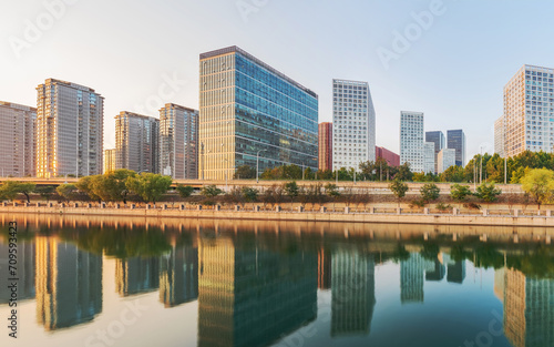 The modern urban architecture skyline and ancient canal scenery of Beijing  the capital of China 