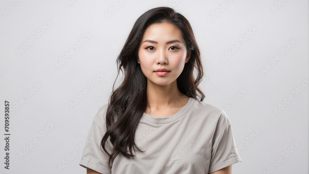 Asian woman isolated on a white background