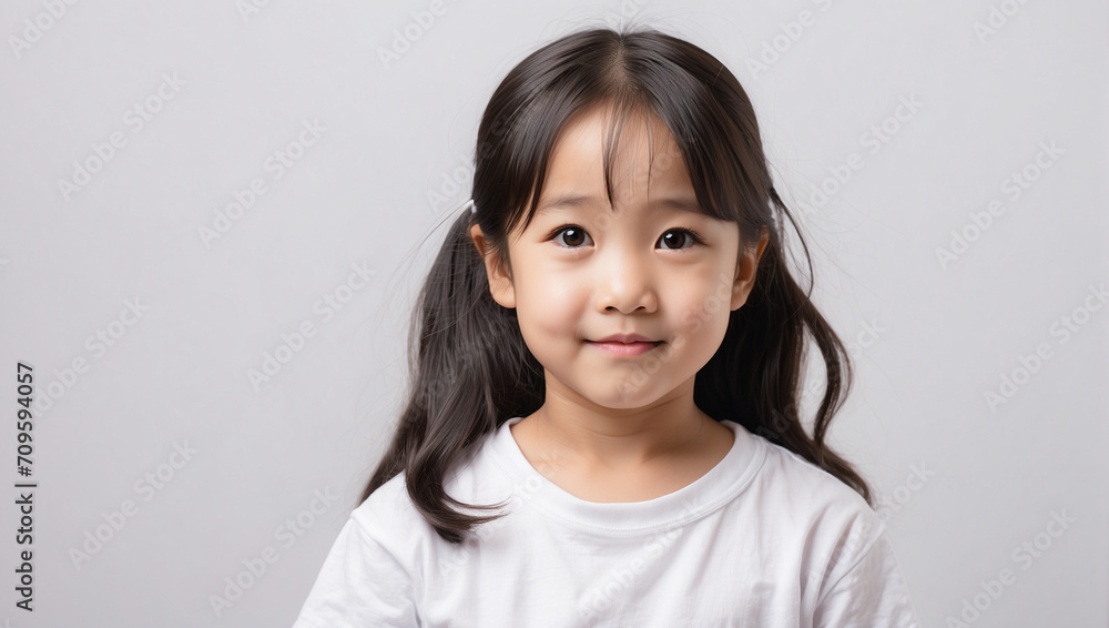 Asian little girl isolated on a bright white background Asian little girl isolated on a bright white background