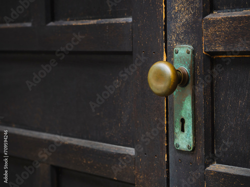 Old door handle wooden door Architecture house details