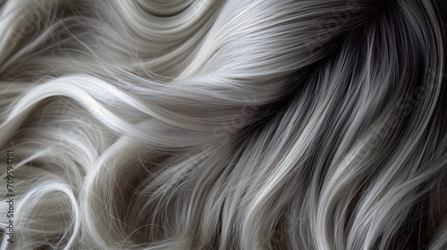 Abstract swirls of grey hair creating a monochrome pattern texture background photo
