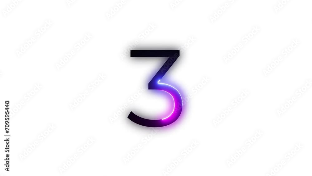 Neon number 3 with alpha channel, neon number three Neon number 3 with alpha channel, neon number three