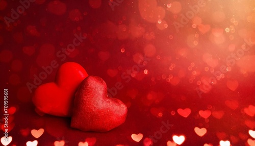 valentines day background banner abstract panorama background with red hearts concept love