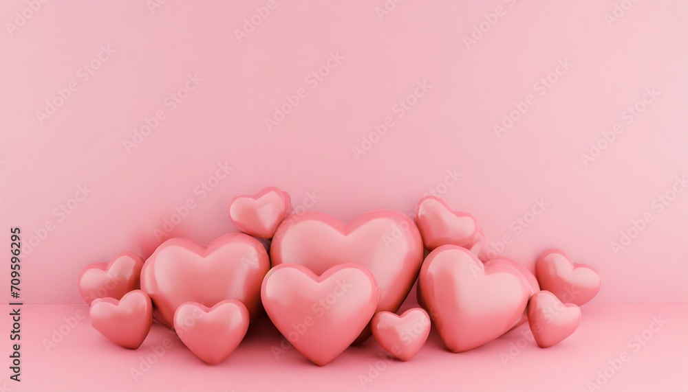 rendering of 3d hearts on pink background