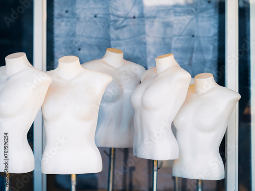 Mannequins stand in row Model pattern Fashion Industry