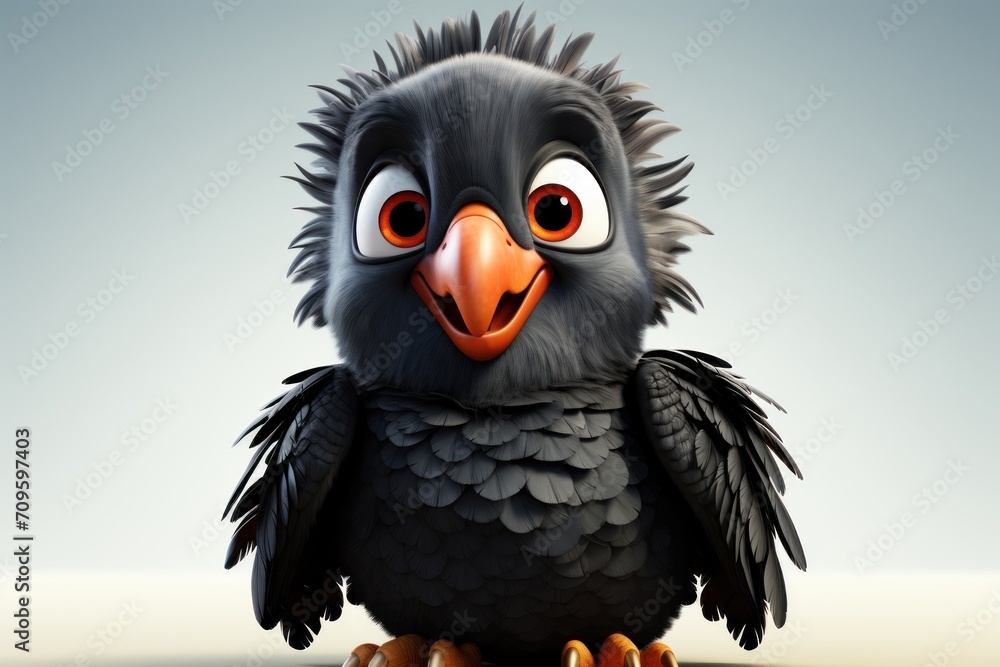 a close up of a bird with big eyes and an angry look on it's face with a blue sky in the background. a close up of a bird with big eyes and an angry look on it's face with a blue sky in the background.