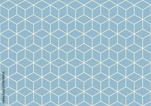 Isometric box pattern wallpaper. Background. Isometric shape. Print design. Graphic design. Vector pattern. Geometric pattern. Fabric. Decorative. Ornaments. Pastel yellow and blue tone. Form.