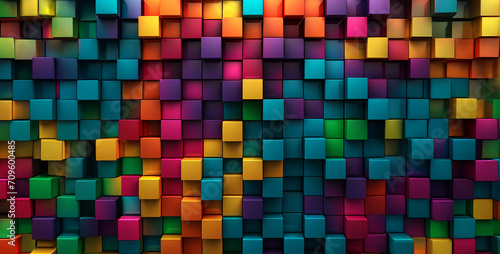 Abstract multicolored geometric background. Vector illustration for your design.Abstract colorful cubes background. 3d rendering, 3d illustration.