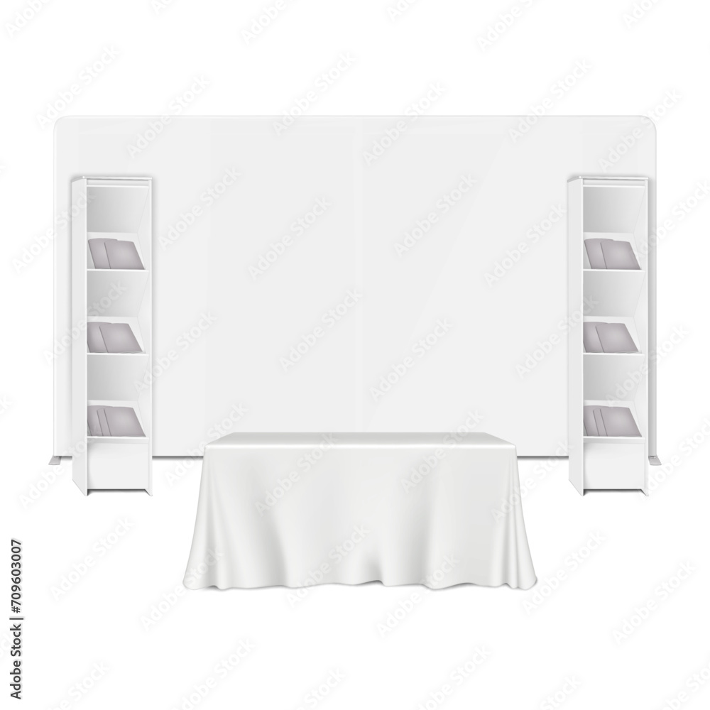 Trade show portable booth display kit vector mock-up. Expo set ...