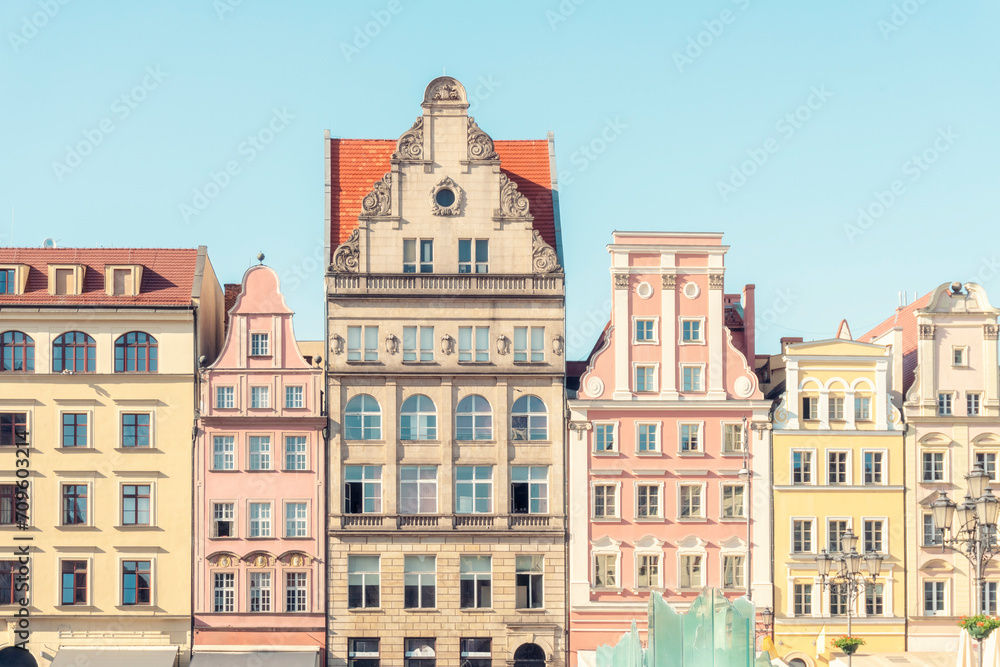Poland, Lower Silesian Voivodeship, Wroclaw, Row of historic houses Poland, Lower Silesian Voivodeship, Wroclaw, Row of historic houses