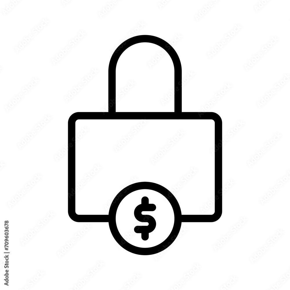 locked dollar coin icon or logo illustration outline style. Icons ecommerce. locked dollar coin icon or logo illustration outline style. Icons ecommerce.