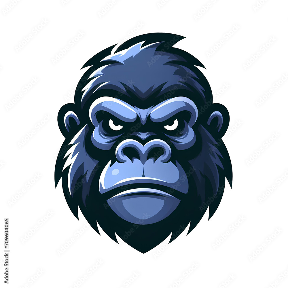 gorilla Head. cartoon style. on transparent background
