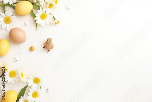 two cute tiny ceramic bunny rabbits  delicate flowers  dreamy style  ethereal light  easter  top view  pink