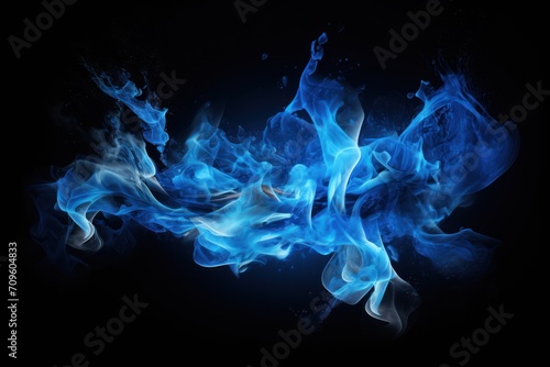  blue smoke on a black background that looks like something out of a movie or a sci - fi filament. photo