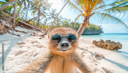 Lemur (Lemuriformes), taking funny selfies with sunglasses, Love Your Pet Day celebration, February, Animals concept, generative ai