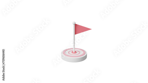 PNG Flag in the middle of target. aimed at a goal, increase motivation, a way to achieve a goal concept. 3d rendering. Flag in center of target pink pastel. Business finance success Minimal