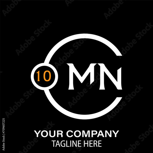 MN Letter Logo design. black background. MN Letter Logo Circular Concept.
