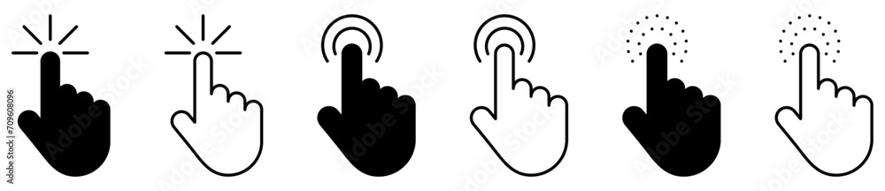 Hand cursors icons set. Vector illustration Hand cursors icons set. Vector illustration