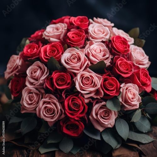 Large beautiful bouquet of red roses