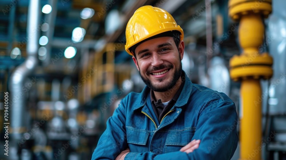 happy candid man as an engineer working on a petrol plant happy candid man as an engineer working on a petrol plant