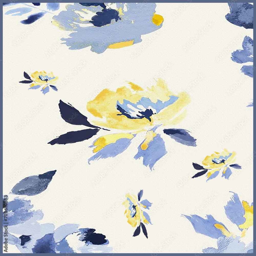 Fototapeta premium pattern with flowers silk scarf texture