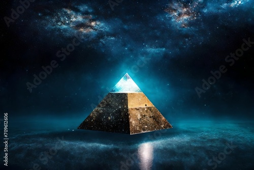 underwater  mystical stone pyramid   surreal space portal