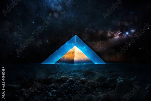 underwater glowing mystical pyramid   surreal space portal